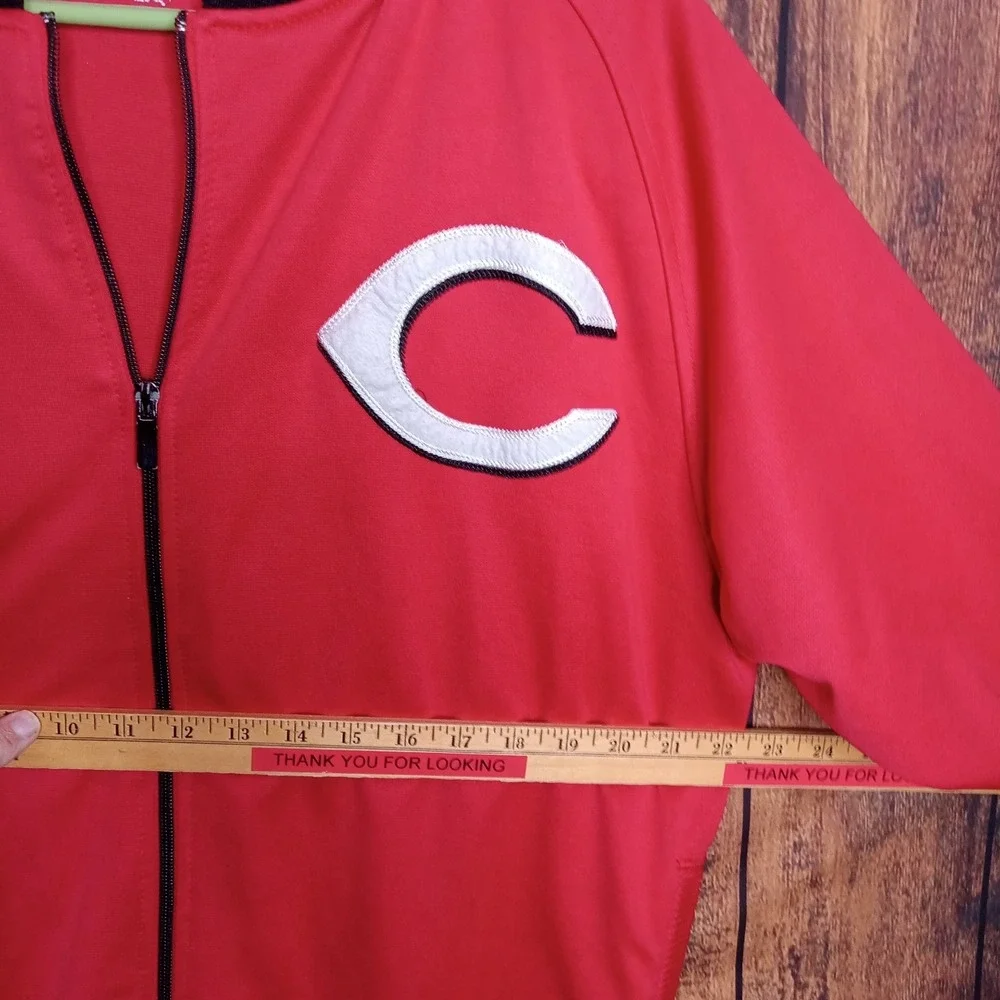 Cincinnati Reds True Fan Full Zip Track Jacket Men's Large Red Genuine Merch‎